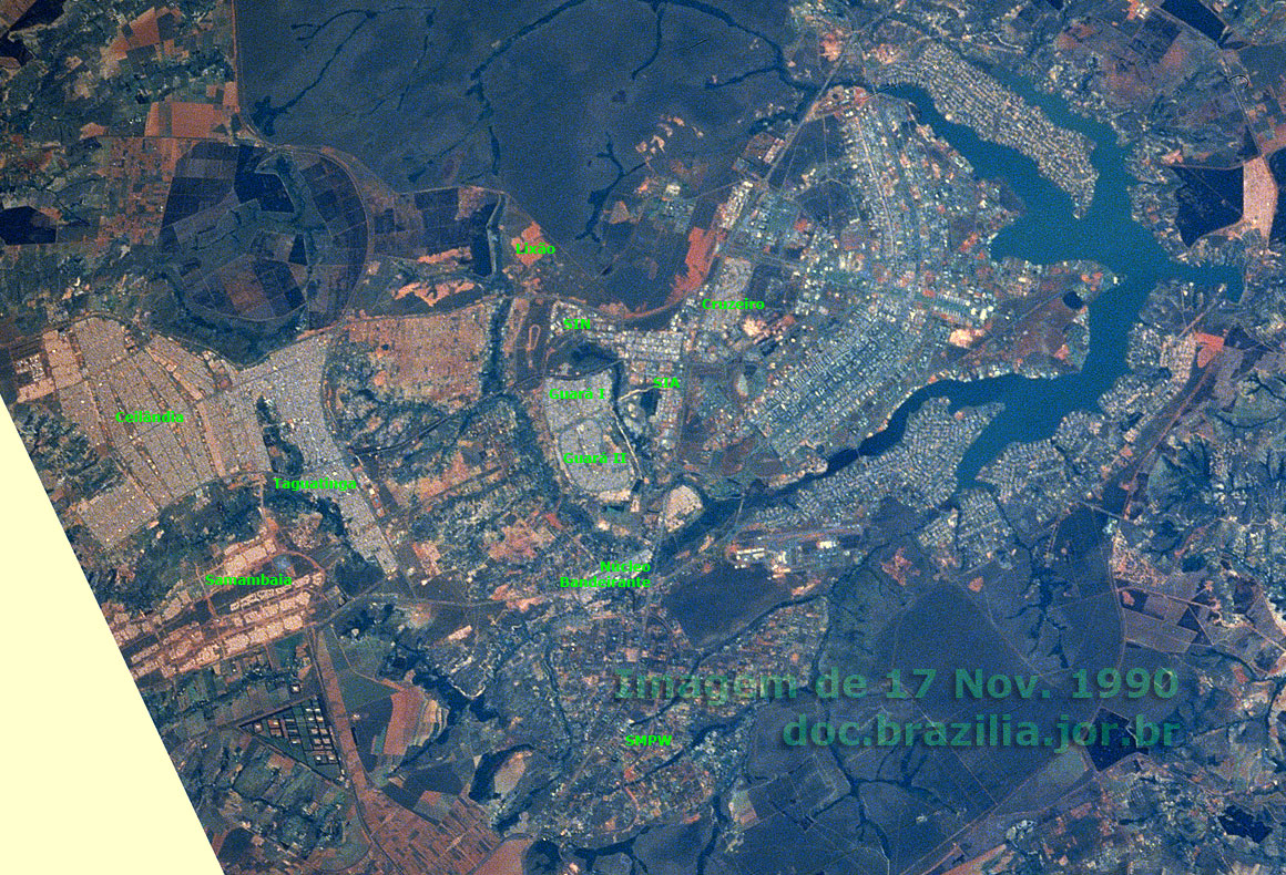 Brasília em fotografia feita por satélite em 17 de Novembro de 1990