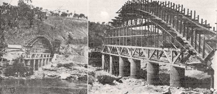 Construção da ponte ferroviária sobre o rio Paranaíba, entre Minas e Goiás, em 1940