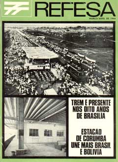 Capa da revista Refesa, da Rede Ferroviária Federal, com a reportagem sobre a chegada dos primeiros trens a Brasília