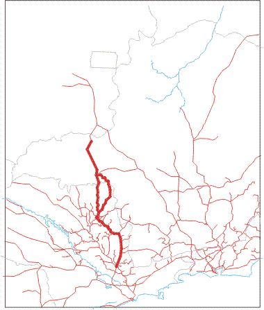 Mapa da ferrovia Mogiana, de Campinas a Araguari