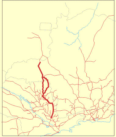 Situação dos trilhos da Cia. Mogiana de Estradas de Ferro (CMEF) em relação a Brasília, em 1956