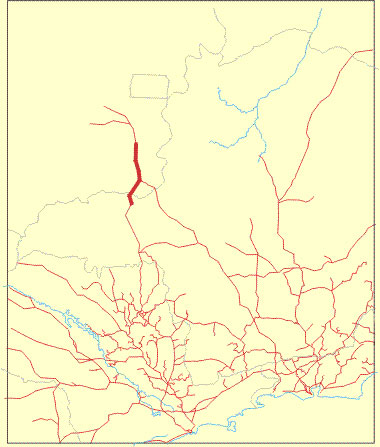 Situação dos trilhos da Estrada de Ferro Goiás em relação a Brasília, em 1956