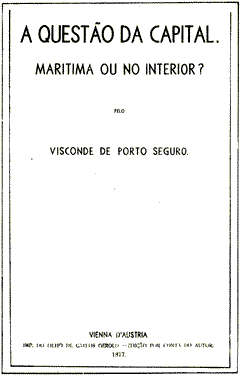 Capa da primeira edição do livro "A questão da capital: marítima ou no interior?"