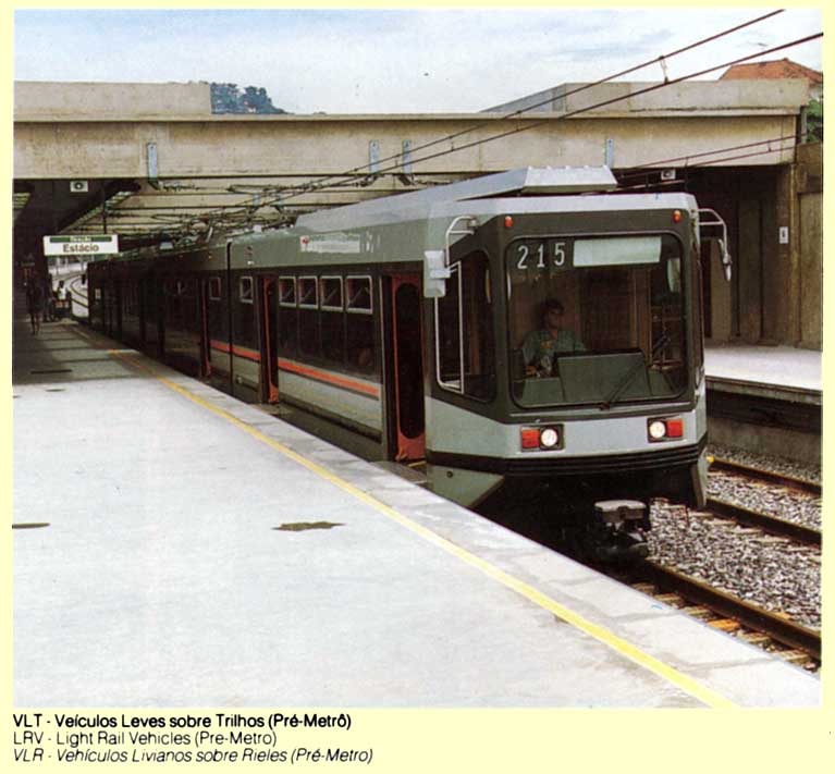 Trem do Metrô do Rio de Janeiro, divulgado pela Abifer - Associação Brasileira da Indústria Ferroiária, nos anos 80, como "VLT - Veículo Leve sobre Trilhos ou Pré-Metrô"