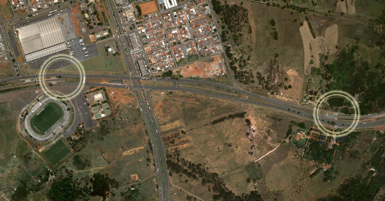 Localização do Túnel Onoyama do Metrô DF em foto de satélite