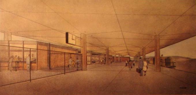 Concep&ccedil;&atilde;o art&iacute;stica da esta&ccedil;&atilde;o ferrovi&aacute;ria de Uberl&acirc;ndia