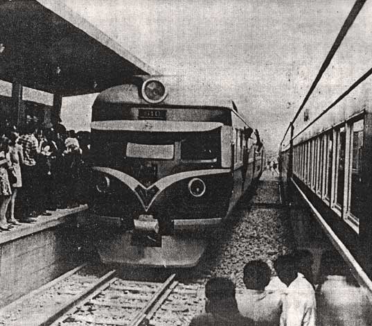 Trem Minuano na plataforma da esta&ccedil;&atilde;o ferrovi&aacute;ria Bernardo Say&atilde;o