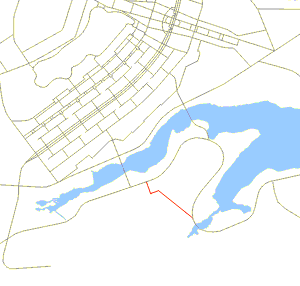 Mapa de localização das ruas que fazem a ligação do Centro Comercial Gilberto Salomão ao Instituto Dom Orione, no Lago Sul