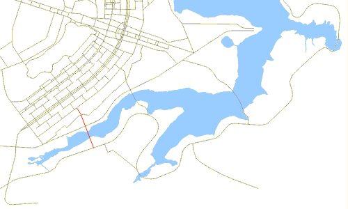 Mapa de localização da via de acesso à ponte Presidente Médici, que leva ao Lago Sul de Brasília