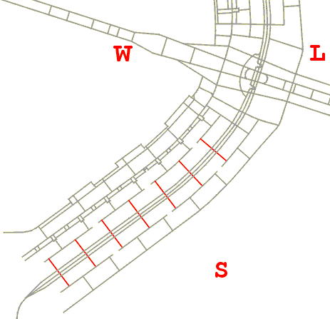 Mapa de localização das ruas de comércio local da Asa Sul de Brasília ligadas por baixo do Eixo Rodoviário