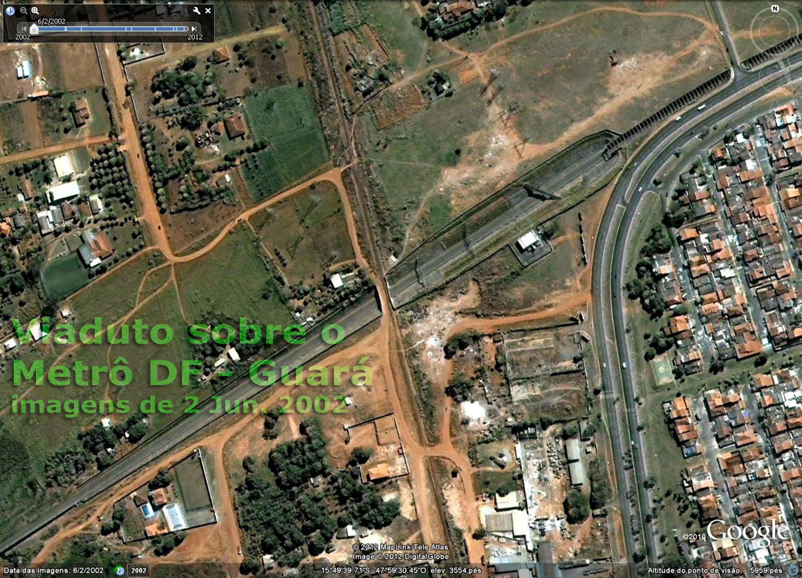 Ocupação do solo em torno do viaduto ferroviário da antiga RFFSA em imagem de satélite de 2 Jun. 2002